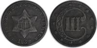 US Three Cent 1852 Three Cent Silver VF Uncertified None -