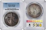 US Dollar 1990 $1 American Silver Eagle MS66 PCGS Toned Golden Brown w/ Purples Highlights None -
