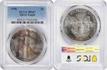 US Dollar 1990 $1 American Silver Eagle MS67 PCGS Toned Steel Grey, Aqua Pearl, and Purple None -