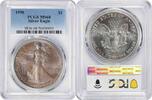 US Dollar 1990 $1 American Silver Eagle MS68 PCGS Toned Pewter Cast with Golden Highlights None -