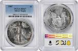 US Dollar 1987 $1 American Silver Eagle MS67 PCGS Toned Grey w/ Teal and Gold Highlights None -
