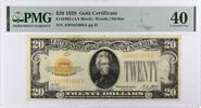 US 1928 $20 Gold Certificate Woods/Mellon FR2402 EF40 PMG -