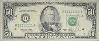 US Fifty Dollar 1993 $50 Federal Reserve Bank Note Cleveland, OH Serial Solid 1s VF Uncertified -