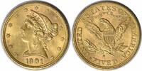 US Five Dollar 1901-S $5 Gold Liberty Head MS63 Uncertified #232 None -
