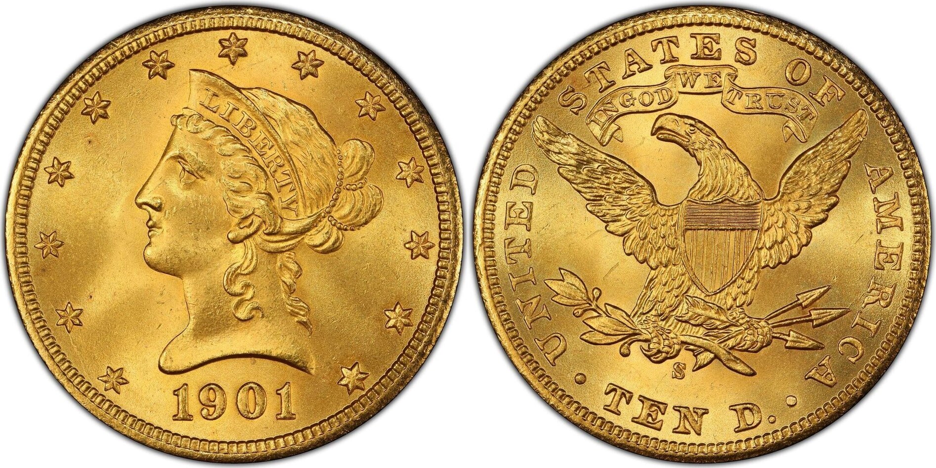 10 dollars United States 1901S MS66 Beautiful coin High Grade PCGS