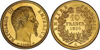France Napoléon III   or Paris petit module Tranche lisse 10 Francs 1854 Flan bruni RRR