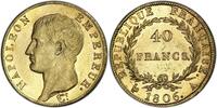 France Napoléon Empereur   or Paris 40 Francs 1806 Splendide NGC MS62 flan miroir rare