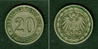 Deutsches Kaiserreich 20 Pfennige DEUTSCHES REICH 20 Pfennig 1890 D (J.14) ss -