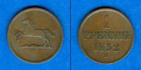 Altdeutschland 1 Pfennig Braunschweig Wolfenbüttel 1 Pfenning 1852 B ss -