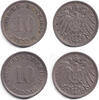 Deutsches Kaiserreich 10 Pfennig Lot: DEUTSCHES REICH 2x 10 Pf. (J.13) 1909 F+G ss+ -