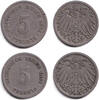 Deutsches Kaiserreich 5 Pfennig 1891-1895 Lot: DEUTSCHES REICH 2x 5 Pf. ... 11.10 £  +  8.58 £ shipping