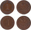 Deutsches Kaiserreich 1 Pfennig 1898-1901 Lot: DEUTSCHES REICH 2x 1 Pf. ... 8.50 £  +  8.58 £ shipping