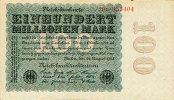 Banknoten 100.000.000 Mark 100 MILLIONEN MARK 1923 Ro.106f I- -