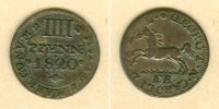 Altdeutschland 4 Pfennige Braunschweig 1820 FR ss+ selten! -