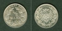 Deutsches Kaiserreich 1/2 Mark Deutsches Reich 1913 F vz+/vz-stgl. -
