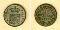 Altdeutschland 1 Kreuzer Bayern 1843 ss-vz -