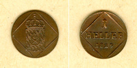 Altdeutschland 1 Heller Bayern 1829 f.st selten! -
