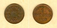 Altdeutschland 1 Pfennig Bayern 1859 vz-st/st VERPRÄGUNG selten -