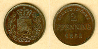 Altdeutschland 2 Pfennig Bayern 1868 vz-st -