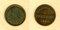 Altdeutschland 1 Pfennig Bayern 1866 ss+ -