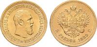RUSSLAND 5 Rubel 1889, St. Petersburg. Alexander III., 1881-1894. UNC-.