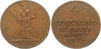 Braunschweig-Calenberg-Hannover Ausbeute Cu 4 Pfennig Georg III. 1760-1820. -