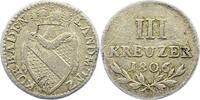 Baden-Durlach 3 Kreuzer Karl Friedrich 1738-1806. -