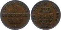 Brandenburg-Preußen 3 Pfennig Wilhelm I. 1861-1888. -