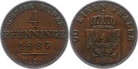 Brandenburg-Preußen 4 Pfennig Wilhelm I. 1861-1888. -