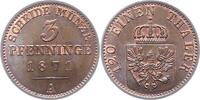 Brandenburg-Preußen 3 Pfennig Wilhelm I. 1861-1888. -