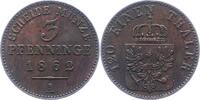 Brandenburg-Preußen 3 Pfennig Wilhelm I. 1861-1888. -
