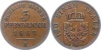 Brandenburg-Preußen 3 Pfennig Wilhelm I. 1861-1888. -