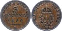 Brandenburg-Preußen 3 Pfennig Wilhelm I. 1861-1888. -
