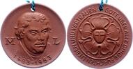 Reformation Braune Porzellanmedaille 500. Geburtstag von Martin Luther 1983. Originallochung, EF