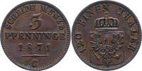 Brandenburg-Preußen 3 Pfennig Wilhelm I. 1861-1888. -