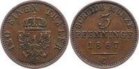 Brandenburg-Preußen 3 Pfennig Wilhelm I. 1861-1888. -