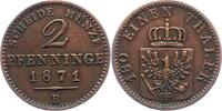 Brandenburg-Preußen 2 Pfennig Wilhelm I. 1861-1888. -