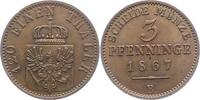 Brandenburg-Preußen 3 Pfennig Wilhelm I. 1861-1888. -