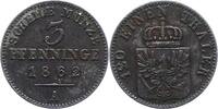 Brandenburg-Preußen 3 Pfennig Wilhelm I. 1861-1888. -