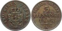 Brandenburg-Preußen 3 Pfennig Wilhelm I. 1861-1888. -