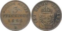 Brandenburg-Preußen 3 Pfennig Wilhelm I. 1861-1888. -