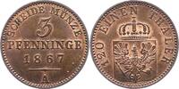 Brandenburg-Preußen 3 Pfennig Wilhelm I. 1861-1888. -