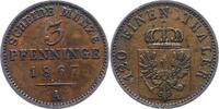Brandenburg-Preußen 3 Pfennig Wilhelm I. 1861-1888. -