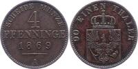 Brandenburg-Preußen 4 Pfennig Wilhelm I. 1861-1888. -