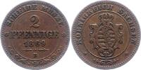 Sachsen-Albertinische Linie 2 Pfennig Johann 1854-1873. -