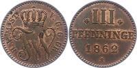 Mecklenburg-Strelitz 3 Pfennig Friedrich Wilhelm 1860-1904. -