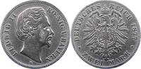 Bayern Ludwig II. 1864-1886. 2 Mark 1877  D Kratzer, berieben, schön - sehr schön