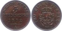 3 Pfennig 1872  A Brandenburg-Preußen Wilhelm I. 1861-1888. Winz. Randfehler, fast Stempelglanz