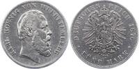 Württemberg 5 Mark Karl 1864-1891. -