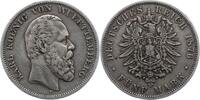 Württemberg 5 Mark Karl 1864-1891. -